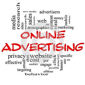 Online Advertising Word Cloud Concept in red & black