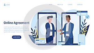 Online agreement concept with men shaking hands photo