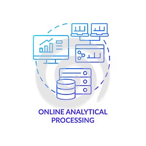 Online analytical processing blue gradient concept icon