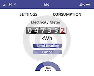Online app with electricity meter data, illustration