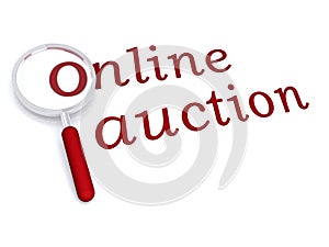 Online auction with magnifiying glass