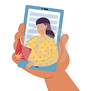 Online babysitting and education concept vector flat photo