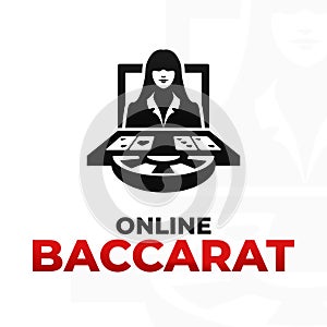 Online baccarat vector icon. Live baccarat casino game icon.