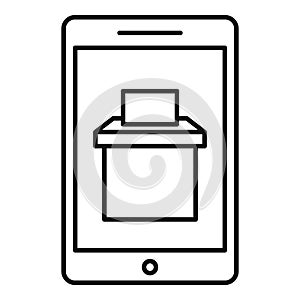 Online ballot box icon, outline style