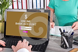 Online bank account concept on a laptop