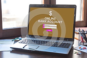 Online bank account concept on a laptop screen