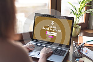 Online bank account concept on a laptop screen