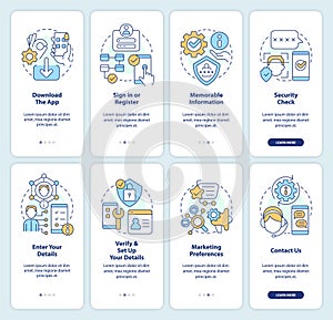 Online banking application onboarding mobile app screen set