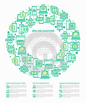 Online banking concept in circle