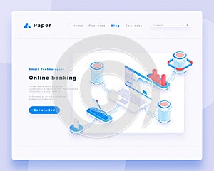 Online banking concept landing page header template