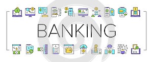 Online Banking Finance Collection Icons Set Vector .