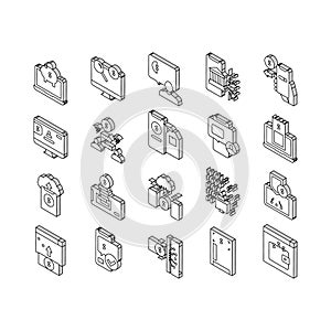 Online Banking Finance Collection isometric icons set vector