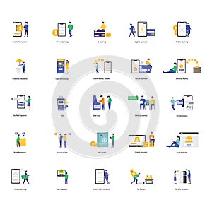 Online Banking flat Icons Pack