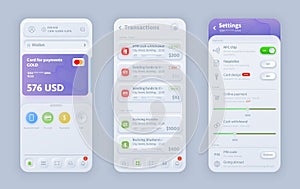 Online banking neomorphic interface of mobile app