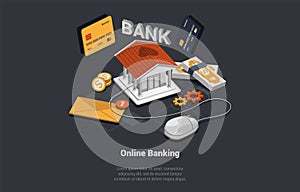 Online Banking, Online Money Transfer From E Wallet. Capital Flow, Earning, Making Money, Financial Savings. Profit or