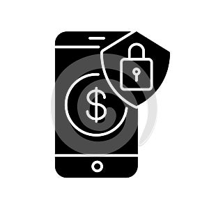Online banking security black glyph icon