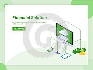 Online banking service or monetray support isometric design, web