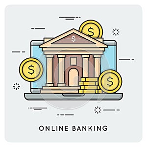 Online banking. Thin line concept.