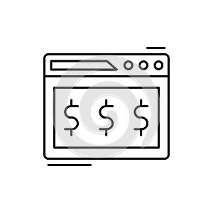 Online banking, web page, dollar icon. Simple line, outline vector elements of business and finance icons for ui and ux, website