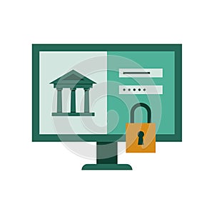 Online banking website login with lock