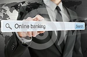 Online banking written in search bar