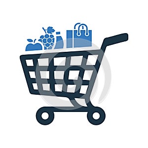 Online, basket, cart, shopping icon. Simple vector design