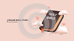 Online Bible Study concept. Vector illustration.