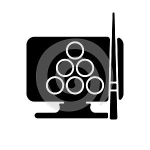 Online billiard games black glyph icon