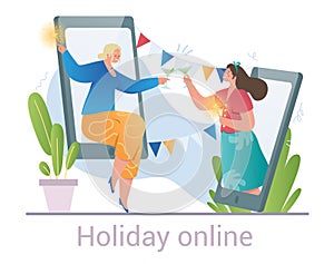 online birthday or christmas, friends party