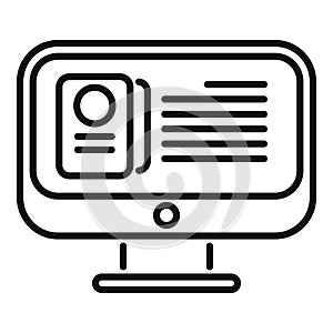 Online book description icon outline vector. Literary works