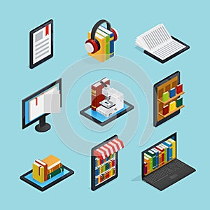 Online Books Isometric Set