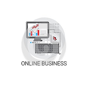 Online Business Analysis Computer Finance Diagram Digital Marketing Icon