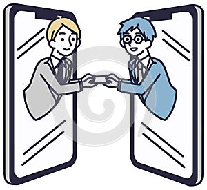 Online Business Card Exchange Male Illustration