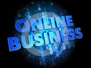 Online Business on Dark Digital Background.