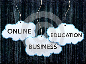 Online business education on cloud banner