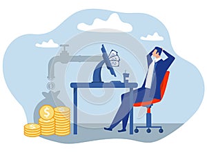 Online business Make Money Online happy businessman Earn money online via laptop Business Concept vector Illustration