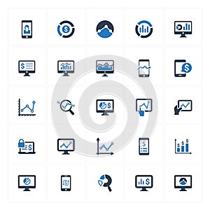 Online Business Report Icons - Blue VersionSet 2