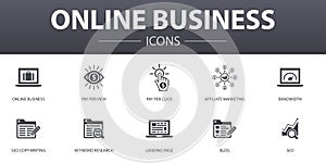 Online Business simple concept icons set