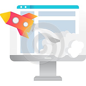 Online business startup icon web technology vector