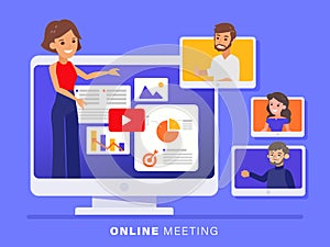 Online business team meeting held via a video conference call