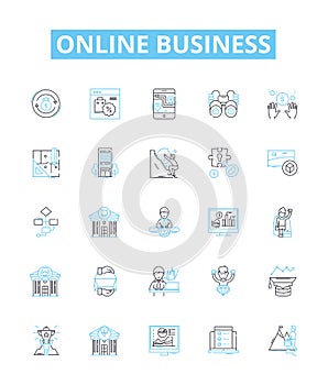 Online business vector line icons set. eCommerce, digital, store, startup, ecommerce, website, commerce illustration