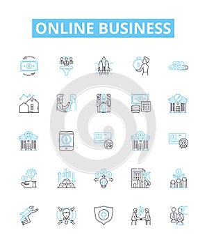 Online business vector line icons set. eCommerce, digital, store, startup, ecommerce, website, commerce illustration