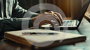 An online businessman is typing on his laptop computer. A man is browsing the internet at home. A student is studying