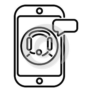 Online call chat support icon outline vector. Work talk