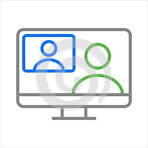 Online call. Home office. Vector icon