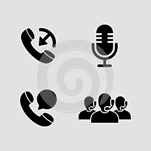 Online Calling and Live Interaction Icons solid icon set. online call video meeting live communication solid icons