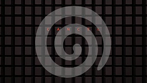 Online Cancel Anonymous Bulling Concept Illuminated Orange Keys on a Black Keyboard Grid Wall