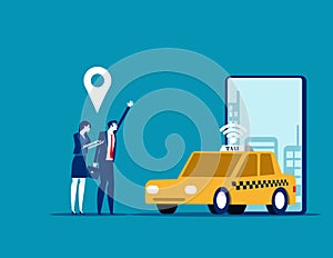 Online car sharing, Concept business trasportation vector illustration, Mobile city transportation