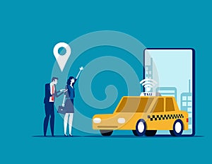 Online car sharing, Concept business trasportation vector illustration, Mobile city transportation