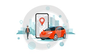 Online Car Sharing Service Remote Controlled Via Smartphone App City Transportation